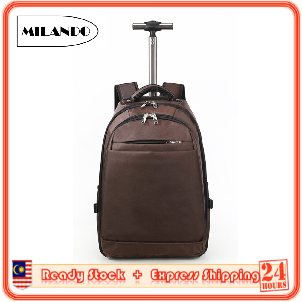 MILANDO Travel 2-Wheel Trolley Bag Backpack Suitcase Cabin Business Luggage Bag Beg Troli (Type 14)