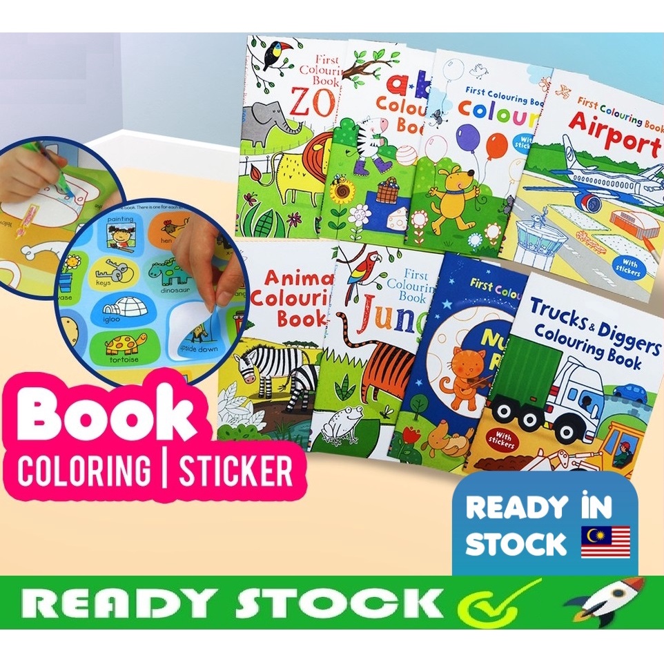 Buku Belajar Mewarna Melukis Sticker Kids Colouring Drawing Sticker ...