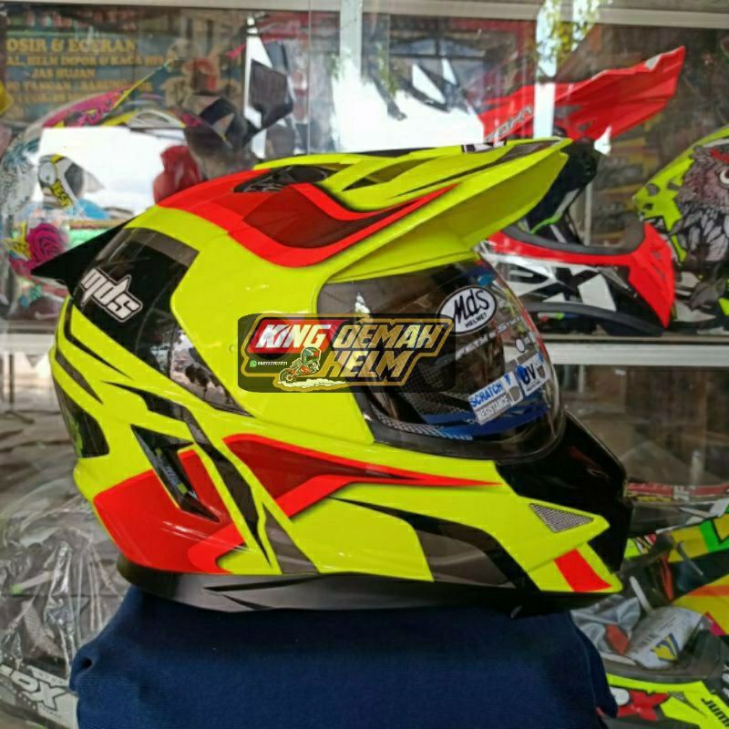 Helmet MDS SUPER PRO 2 YELOW FLUO Helmet DOUBLE VISOR ORIGINAL MDS Shopee Malaysia