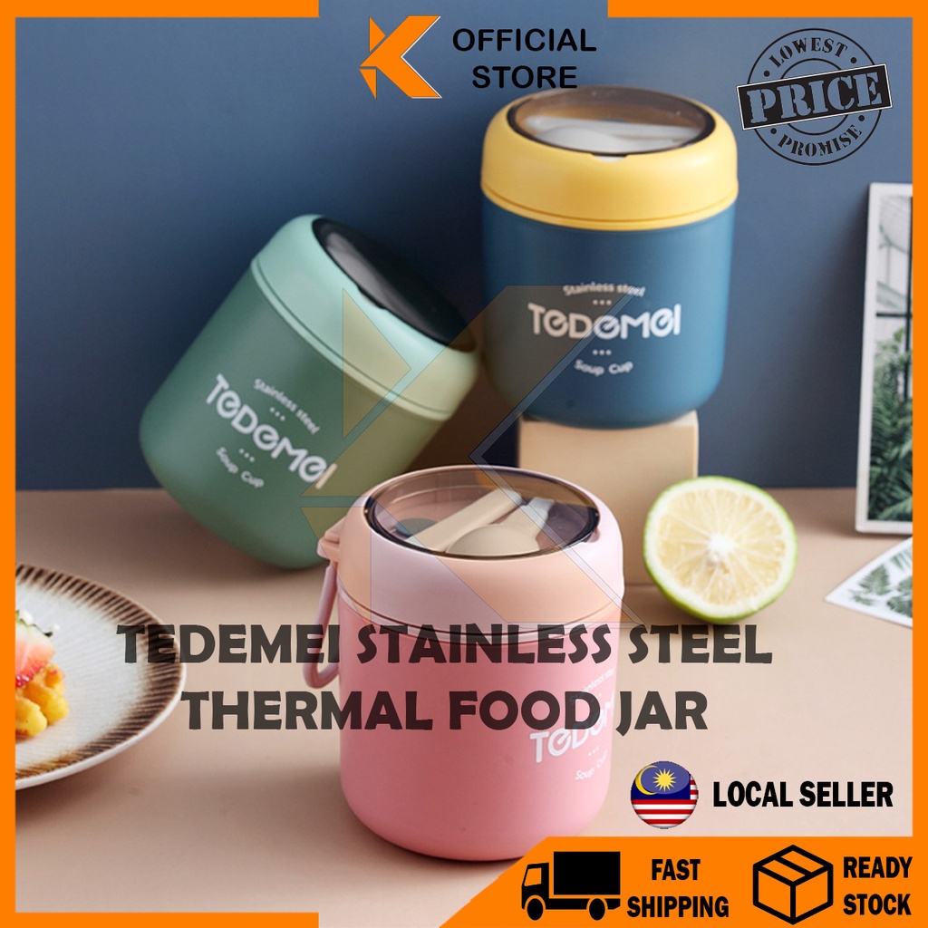 【K-Home】530ML Tedemei Stainless Steel Thermal Insulator Food Jar Thermal Food Soup Jar Thermal Container Baby Food Jar