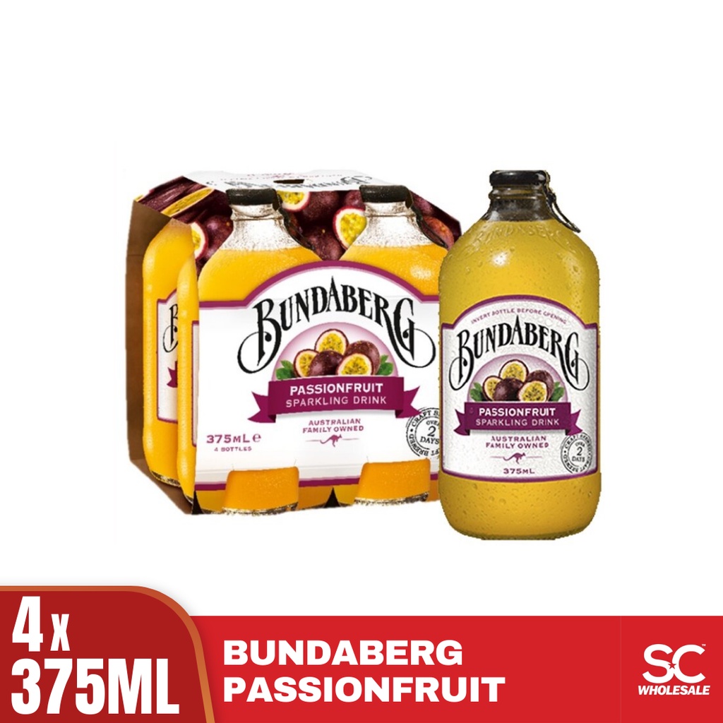 Bundaberg Passionfruit Sparkling Brewed Drink 375ml x 4 Bottles [ Non