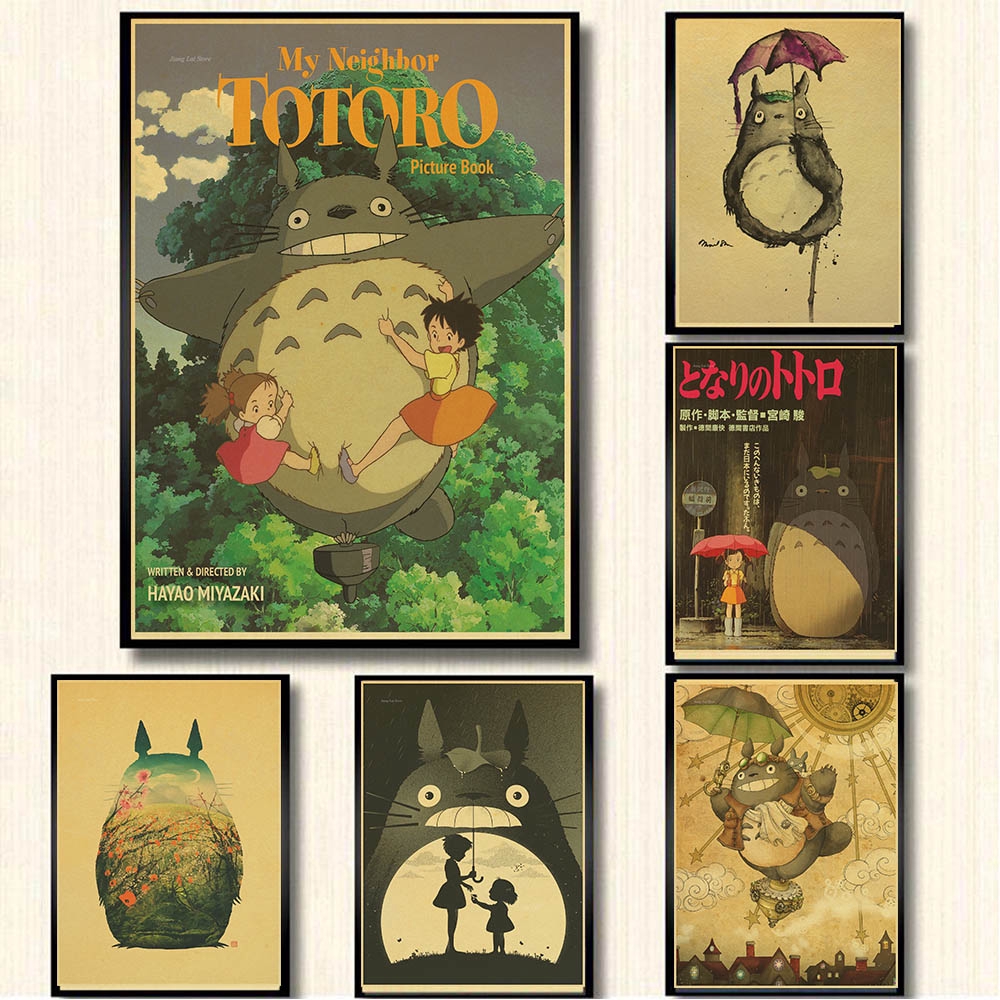 Hot Sale My Neighbor Totoro Miyazaki Hayao Classic Anime Movie Wall Poster Nostalgic Retro Kraft Paper Poster Shopee Malaysia