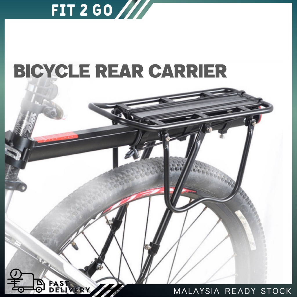 Black Bike Rear Rack Adjustable Bicycle Seat Aluminum Carrier Tempat