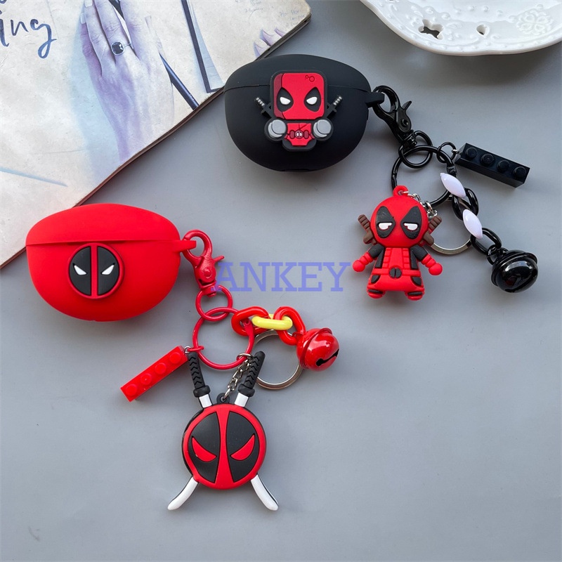 Realme Buds Air 3 Air Pro / Air 2 Neo / Buds Q Q2 Q2S Earphone Silicone Case Lovely Deadpool Earbuds Waterproof Shockproof Soft Protective Headphone Cover Headset Skin with Hook