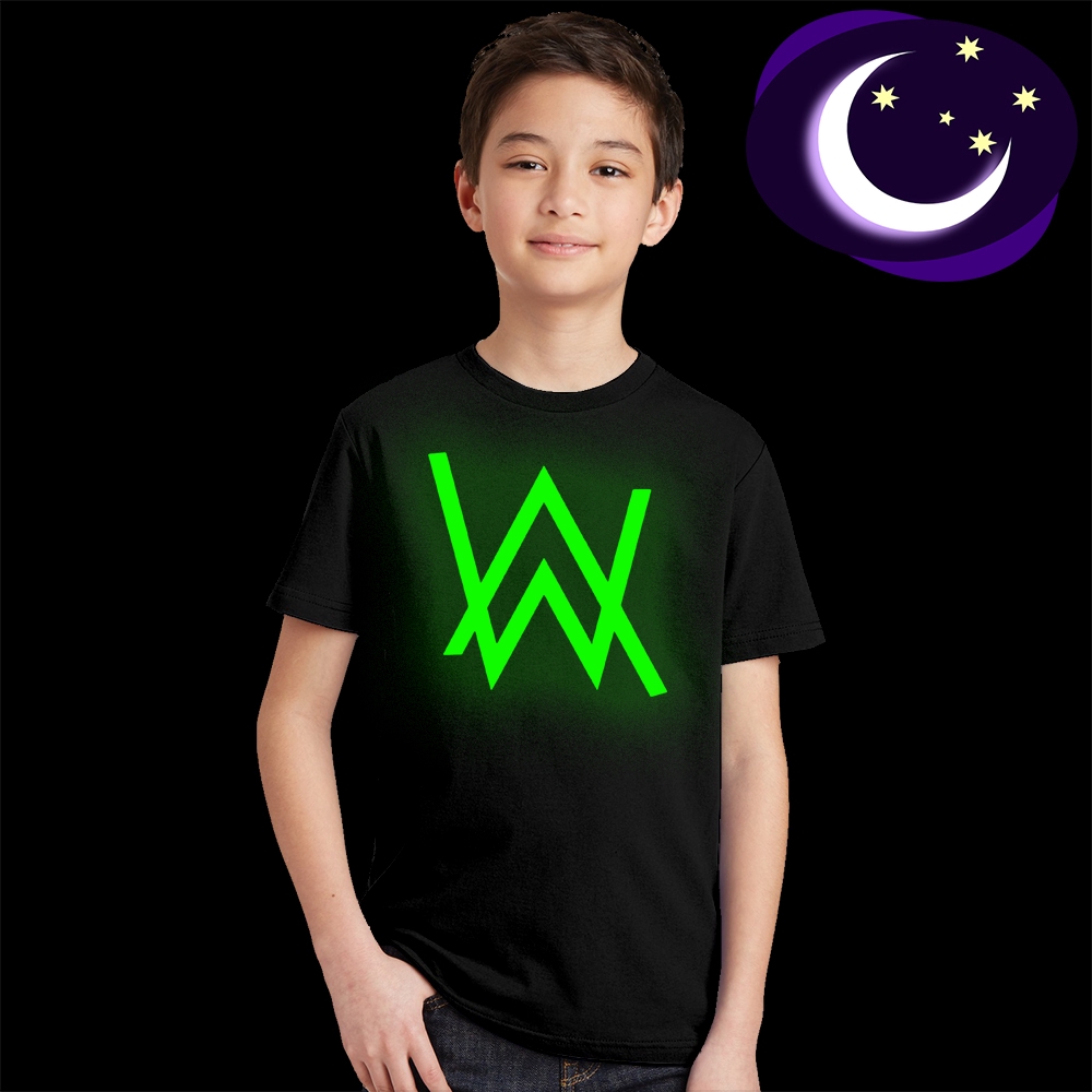 Boys Summer Luminous Alan Walker T Shirt Kids Glow In Dark Music