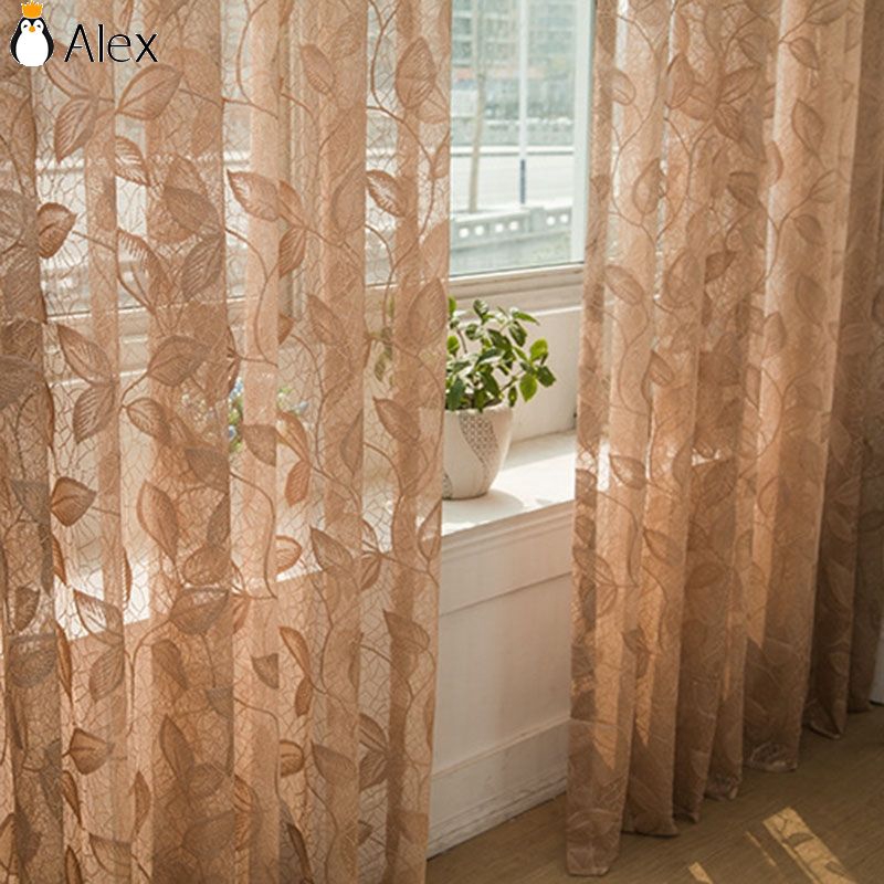 Door Window Scarf Sheer Leaf Floral Tulle Curtain Drape Panel