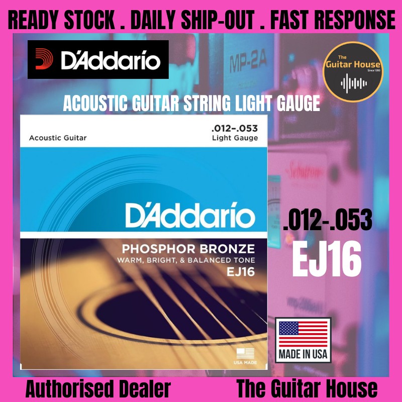 D'Addario EJ16 Acoustic Guitar String Phosphor Bronze, Light, 1253