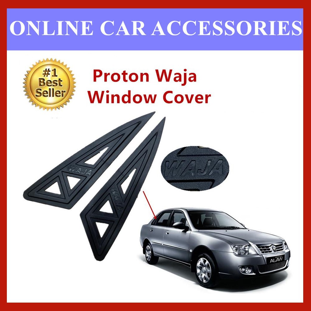Proton Waja Triangle Mirror Panel Rear Side Window Cover (Black / Carbon)