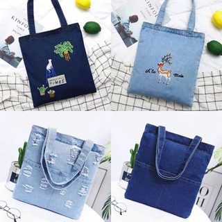 Jean Bag Tote Bags School Book Bag Handbag Beg Kain Beg Jean Ready Stock Shopee Malaysia