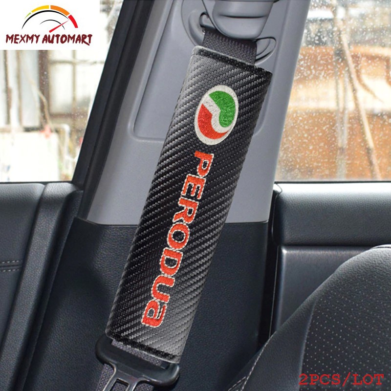 [FACTORY PRICE 2pcs] Perodua Car Safety Seat Belt Cover Carbon Fibre