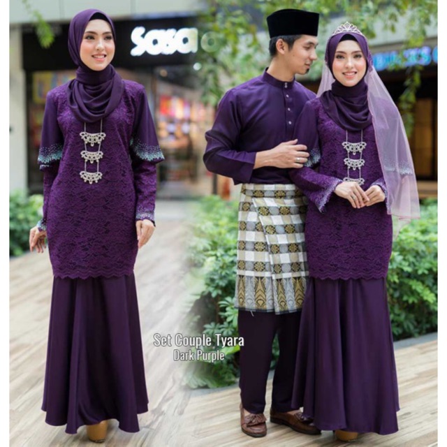 Dark Purple Baju Akad Nikah Bertunang Set Couple Sedondon