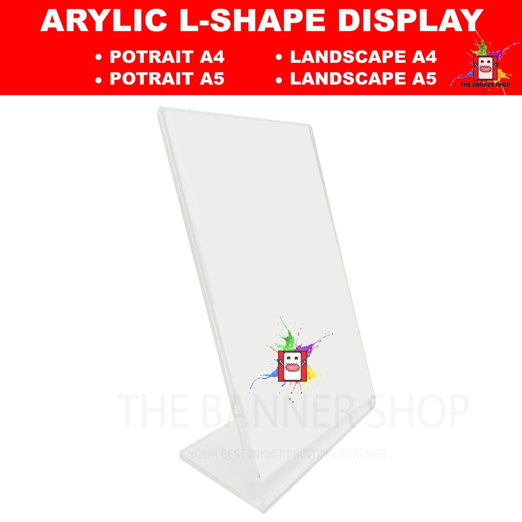 Acrylic Stand ( A4 A5 Size) Acrylic LShape Display Stand, L Shape