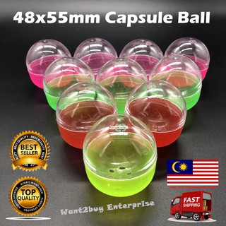 🇲🇾 🔥Ready Stock🔥 48x55mm Colorful Transparent Plastic Surprise Egg Plastic Capsule Ball Toys Vending Claw Machine 扭蛋蛋壳