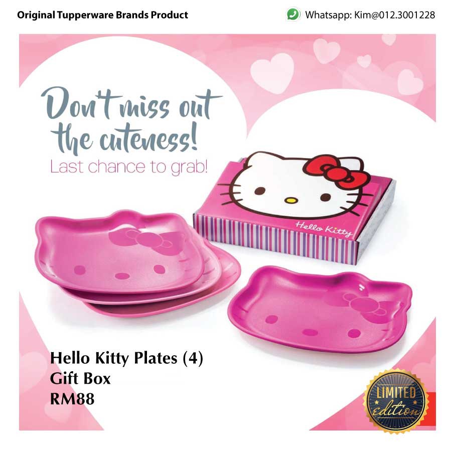 Tupperware Hello Kitty Plates Set 4 plates [Ready Stock] [Limited