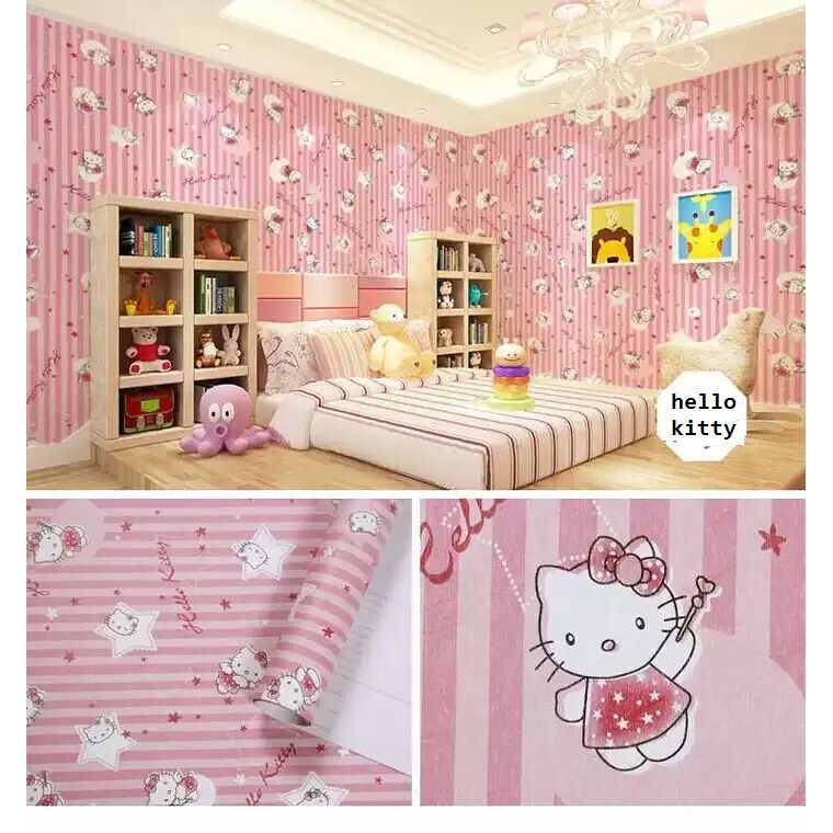 Hello Kitty Self Adhesive Home Kitchen Bedroom Biy Wall Decor Wallpaper Sticker