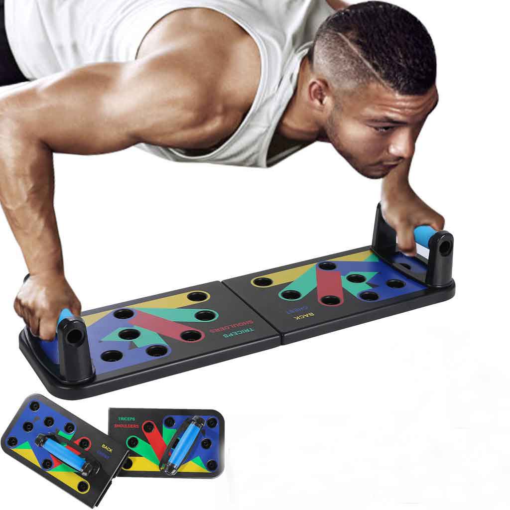 Foldable Portable Press Up Board Home Workout Exercise Fitness Equipment Push-up Rack Board with Sports Resistance Band for Men Women Strength Training COLFULINE Push Up Board 