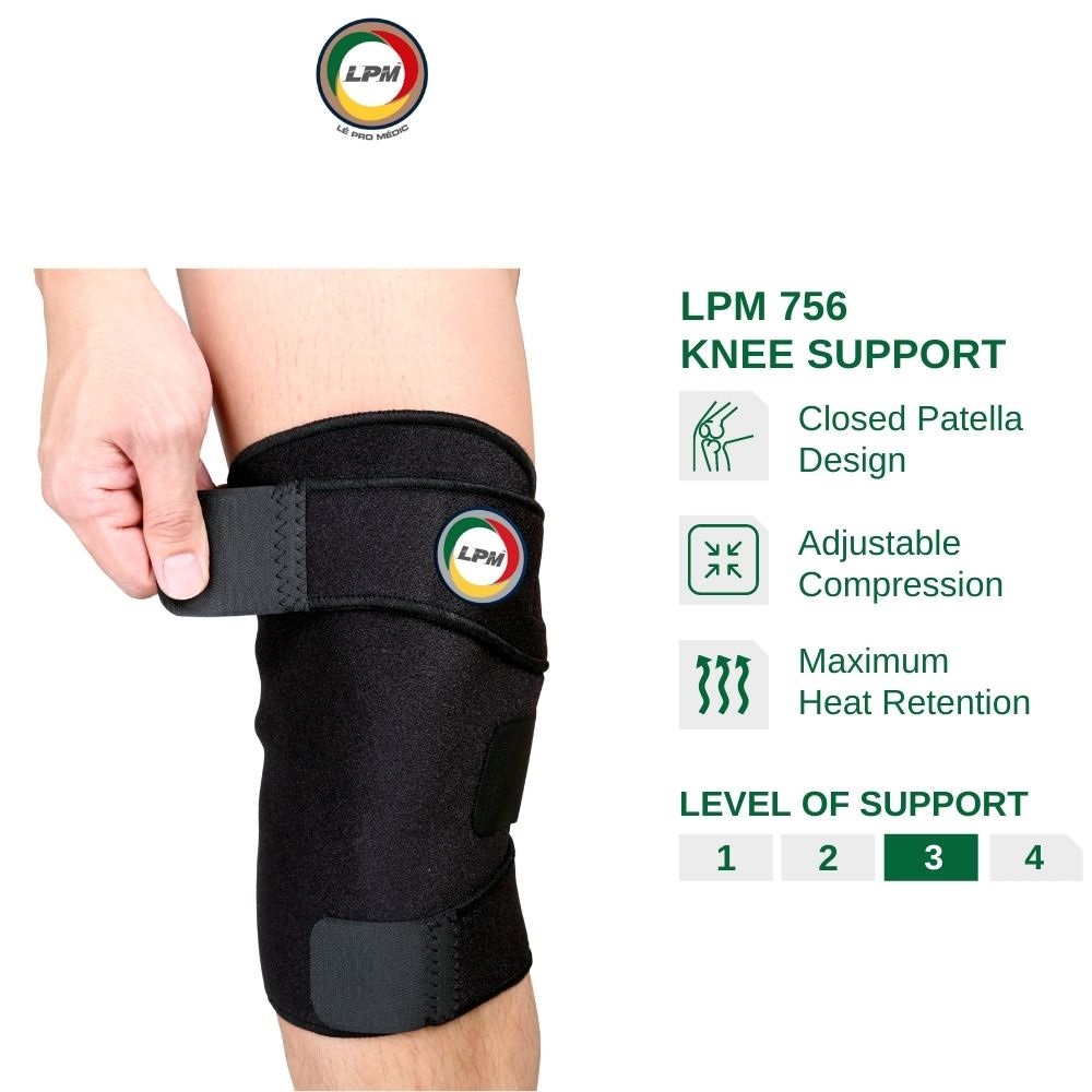 LPM Knee Guard 756 Closed Patella Knee Support Adjustable Velcro Knee