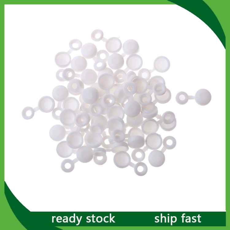 50x Polypropylene Hinged Screw Cover Caps Washer Flip Tops White 2.7cm Parts