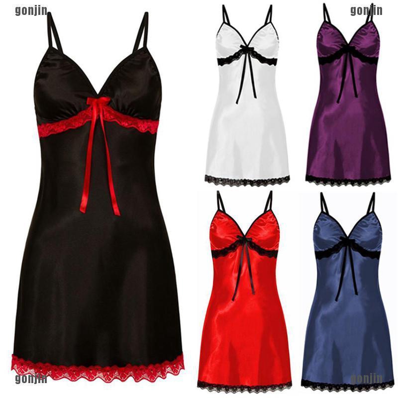 Womens Sexy Lace Bow Babydoll Sleepwear Nightwear Dress Plus Size