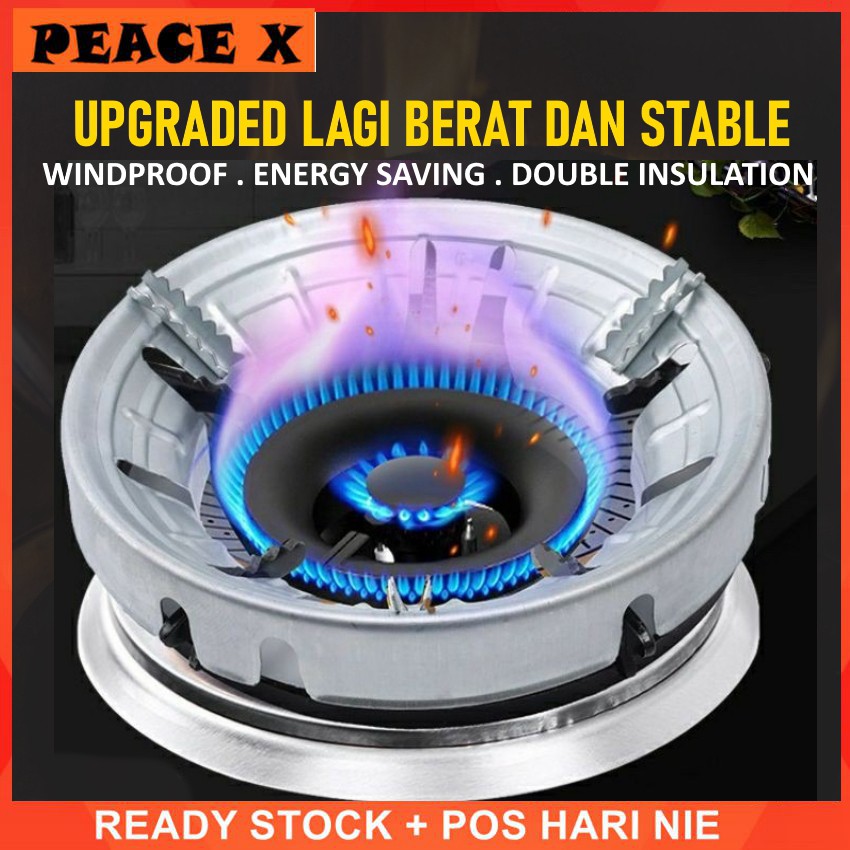 READY STOCK💖Peace X 9孔煤气灶聚火节能防风罩STAINLESS IRON 9 PORT GAS ...