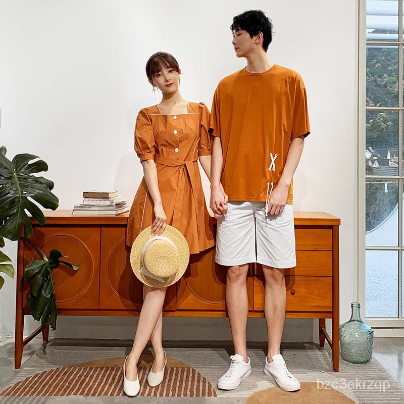 summer dress DISOO couple dress summer dress 2021 new summer niche design suit one skirt one dress trendy T-shirt ruWS