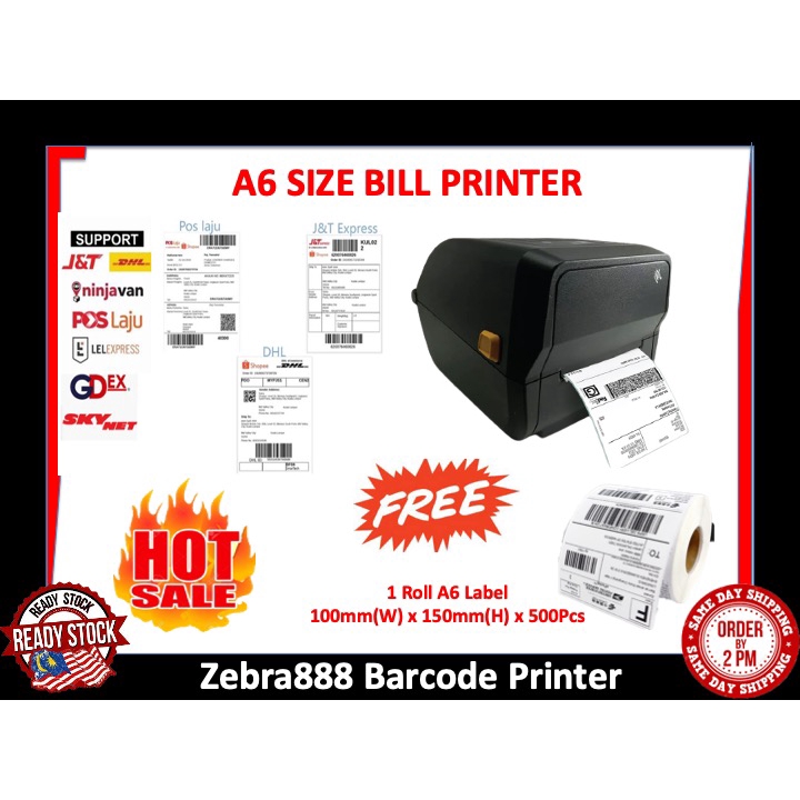 A6 Thermal AWB Waybill Printer Airway Bill Barcode Shipping Label 100mm