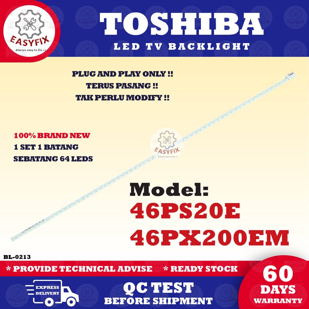 46PS20E / 46PX200EM 46 INCH TOSHIBA LED TV BACKLIGHT ( LAMPU TV ) 46PS20 / 46PX200