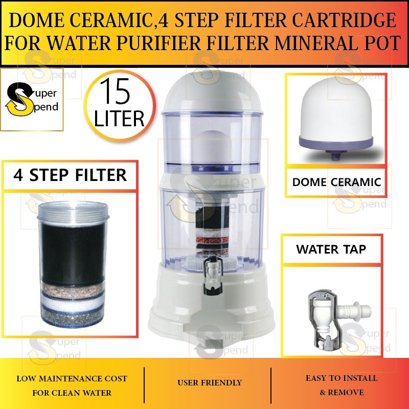 [ Mineral Pot ] Dome Ceramic, 4 Step Filter Cartridge For Water Purifier Filter similar Pensonic PMP-15