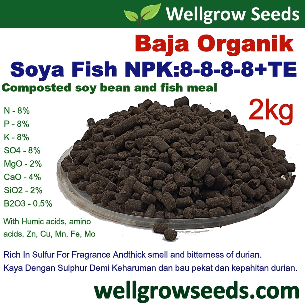 2kg BAJA DURIAN / Baja Organik Soya Fish meal NPK 8888+TE