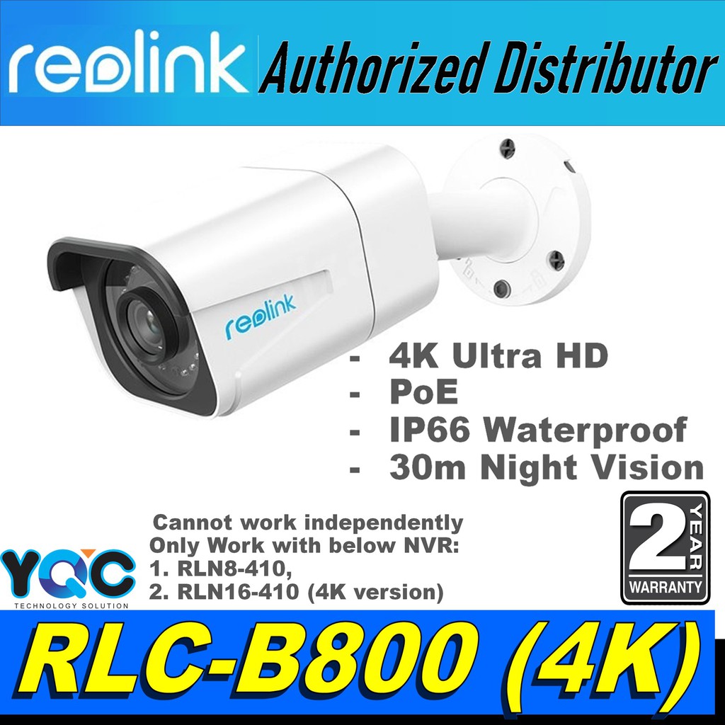 Reolink RLC-B800 4K Ultra HD PoE Security IP Camera CCTV 4K UltraHD ...