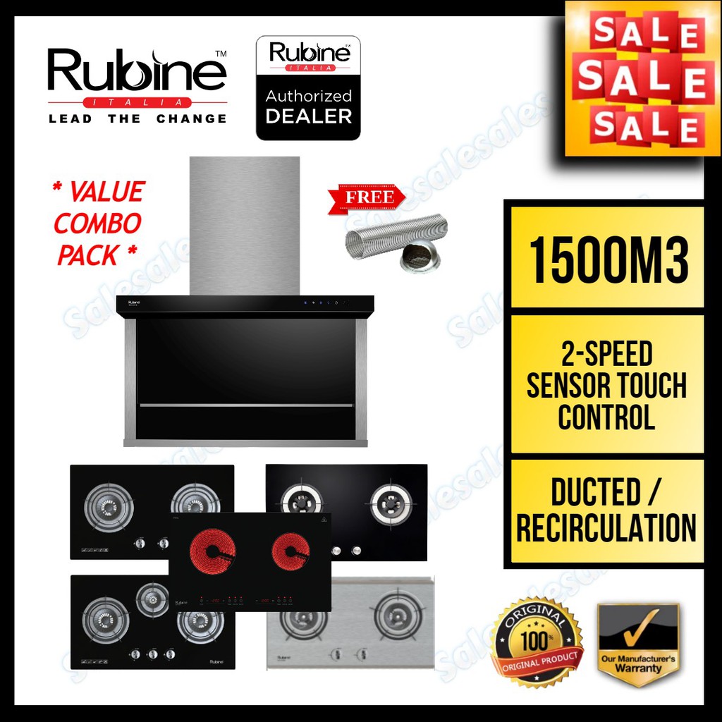*VALUE PACKAGE* Rubine RCHSIROCCOXBL 1500m3 Designer Cooker Hood