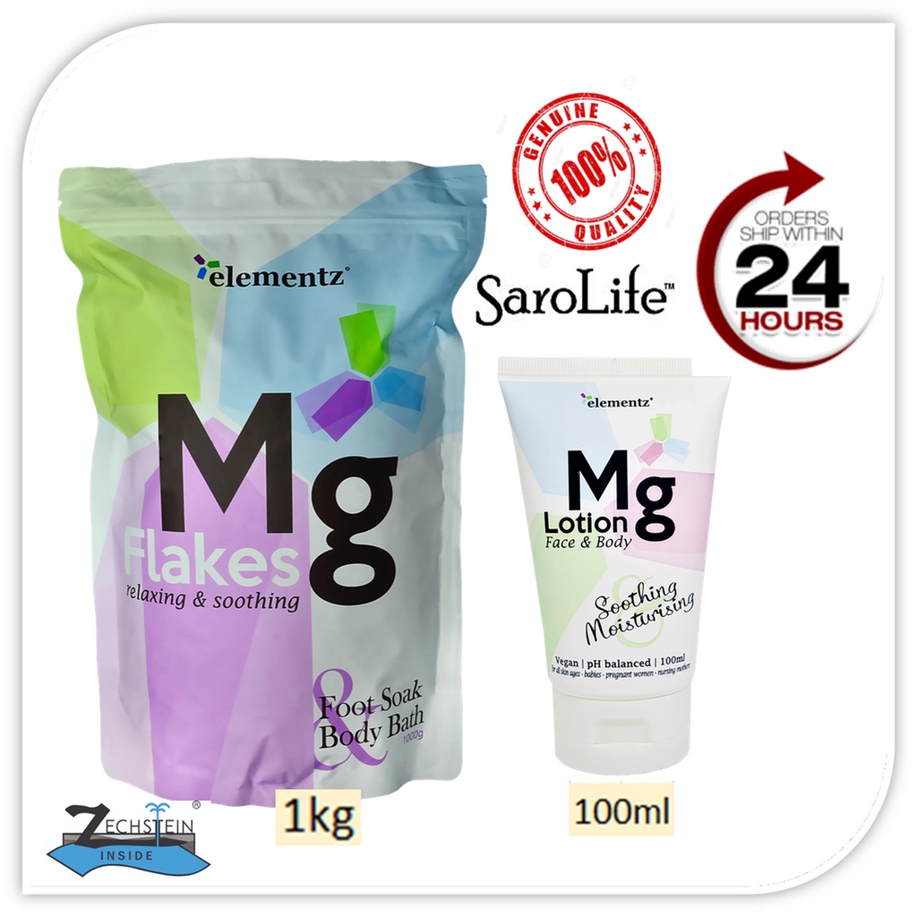 Elementz Magnesium Combo Mg Flakes {1kg} + Lotion {100ml} Shopee Malaysia