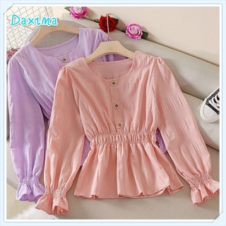 Fashion Long Sleeve Women Slim Shirt White Pink Solid Color