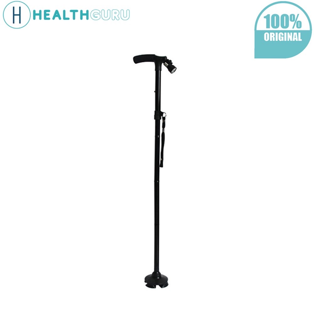 HealthGuru Ultimate Magic Cane Crutch Walking Stick Adjustable Heights Foldable With LED Tongkat