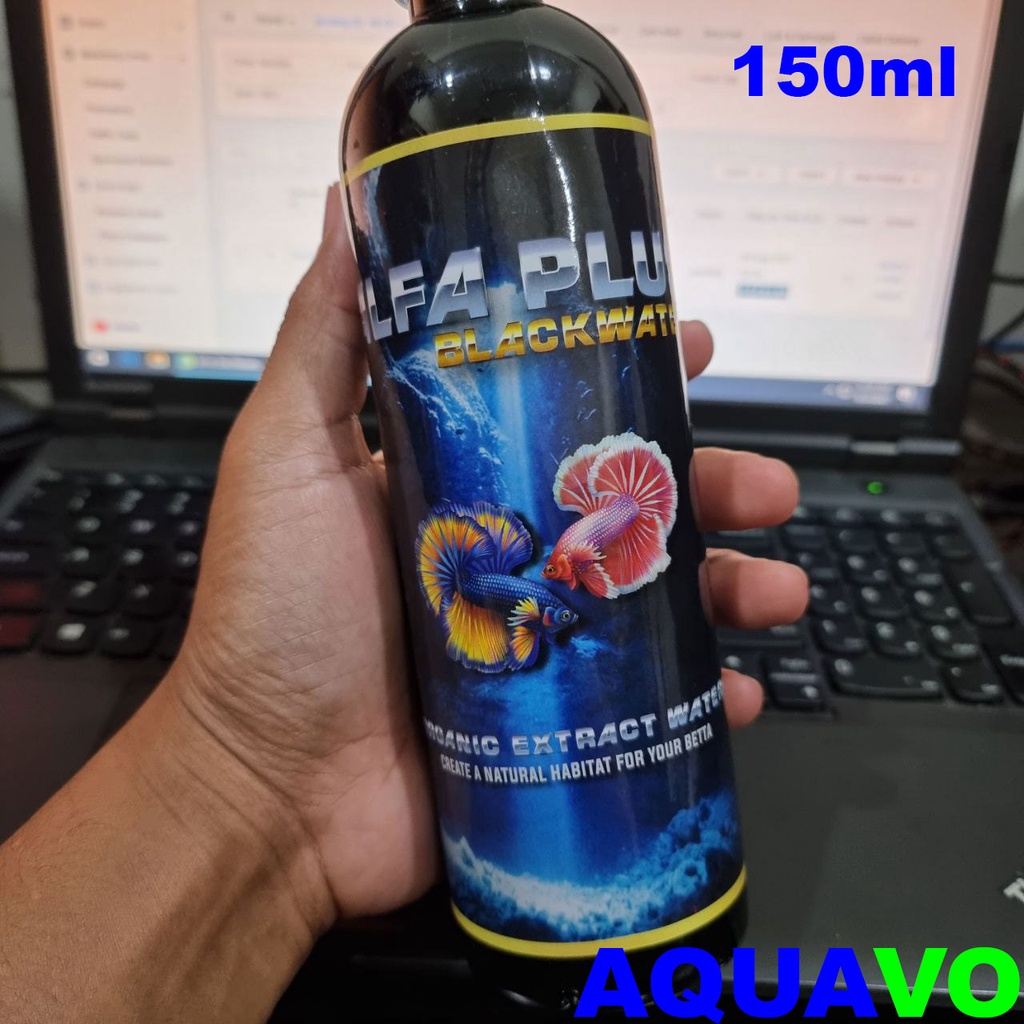ALFA PLUS 150ml BLACK WATER - ORGANIC EXTRACT WATER  FOR BETTA FISH FRESHWATER AQUARIUM GROOMING CHANNA GUPPY