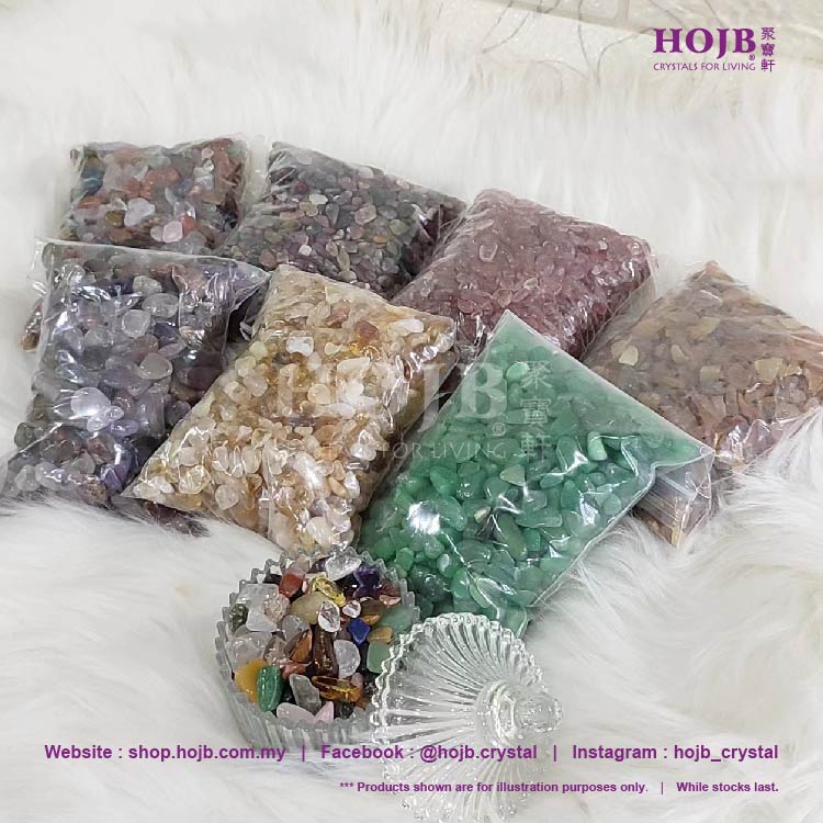 HOJB Natural Crystals Healing & Purifying Energy Tumbled Chips Stone 150-500G 聚寶軒天然水晶宝石凈化消磁治愈能量碎石150-500G