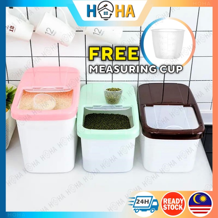 7.5kg/10kg Rice Storage Box Rice Dispenser Grain Flour Herbs Food Container Kitchen Organizer Tong Beras Bekas Beras 米桶