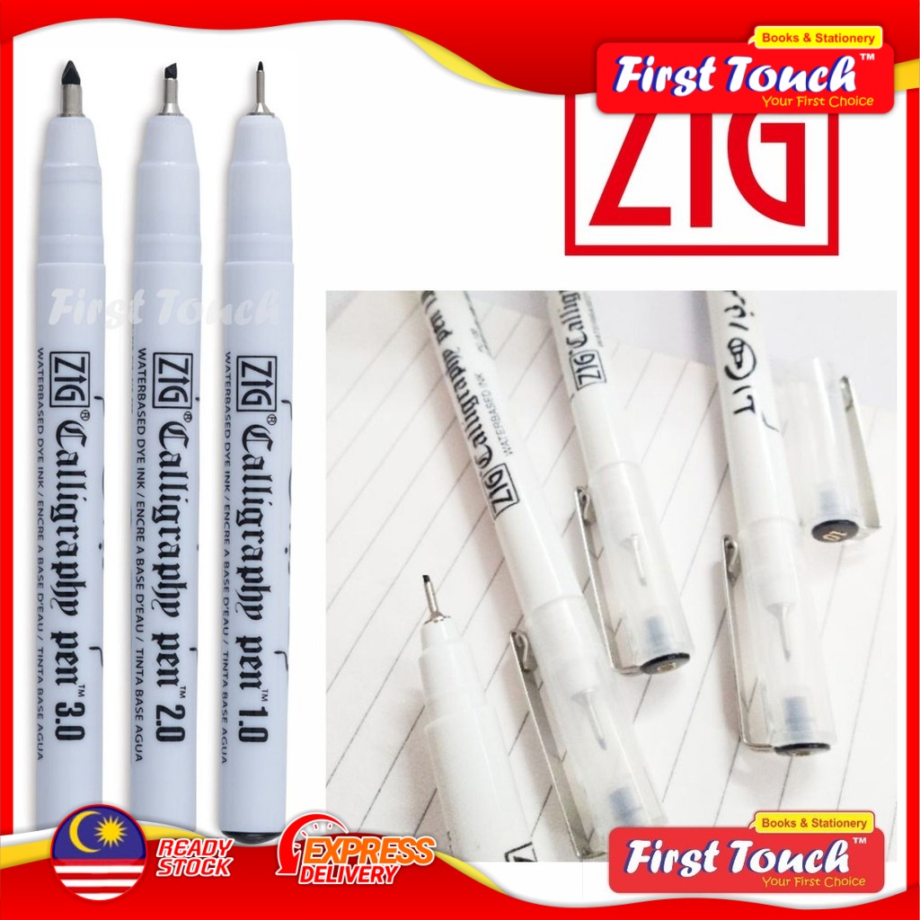 ZIG Calligraphy Pen 1.0mm / 2.0mm / 3.0mm (Black Ink) Shopee Malaysia