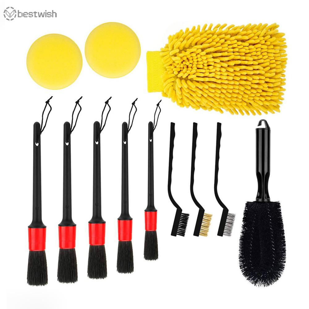 Car Detailing Brush Kit Wire bristles Wheel Rims Clean Brush Set Sponge