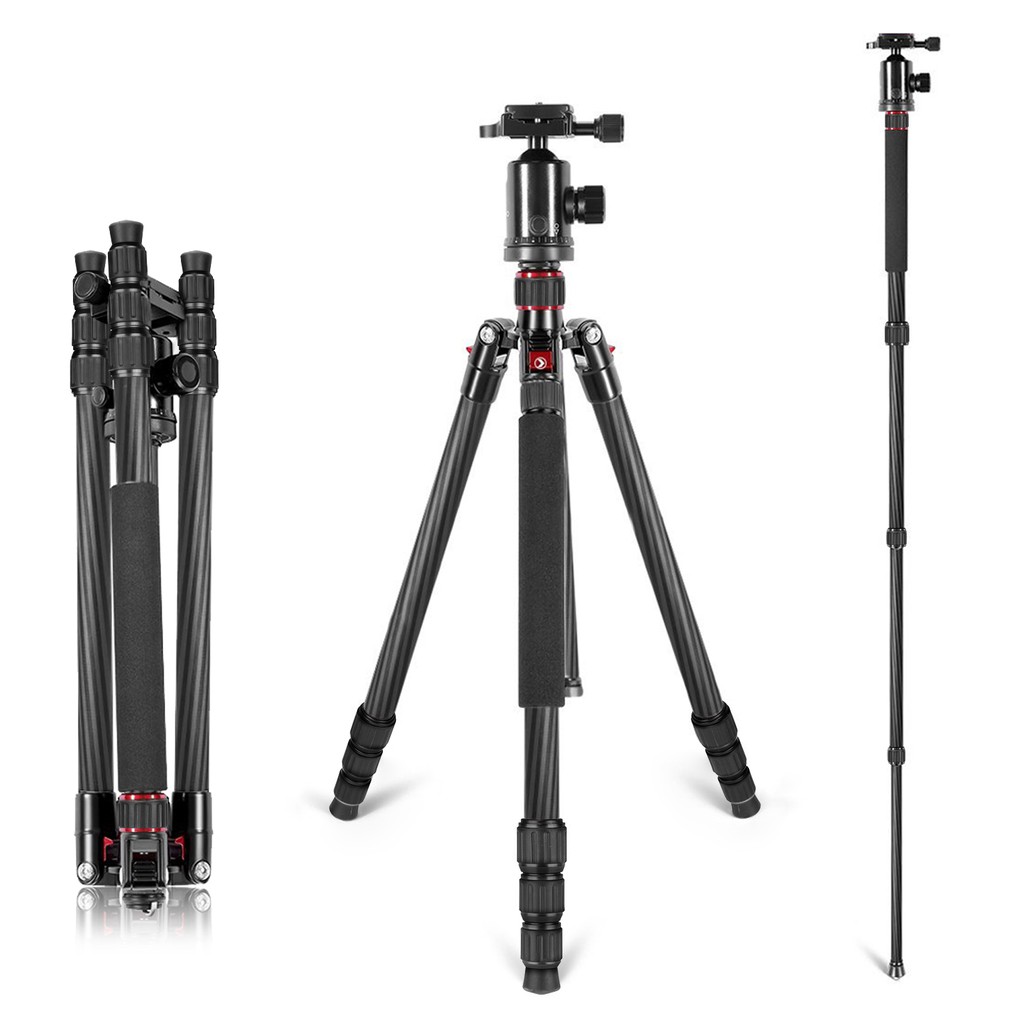 Neewer Portable Carbon Fiber Camera Tripod Monopod With 360° Ball Head