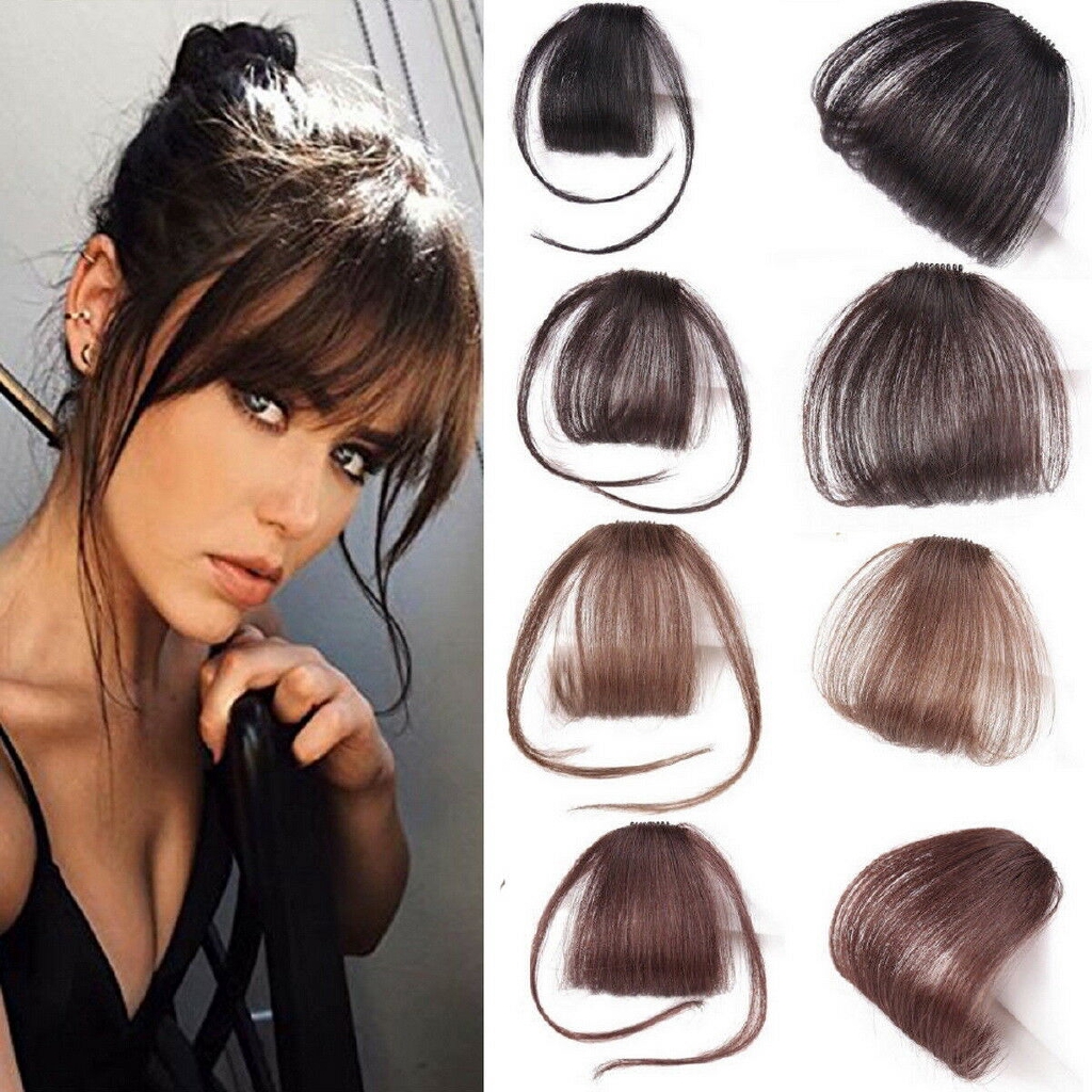 Thin Neat Air Bangs Remy Human Hair Extensions Clip in on Fringe Front  Hairpiece | Shopee Malaysia