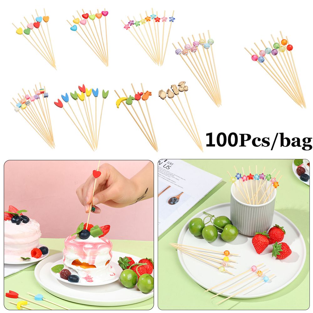 SUER 100pcs Fun Cocktail Pick Snack Cake Foods Fork Fruit Pin Tableware ...