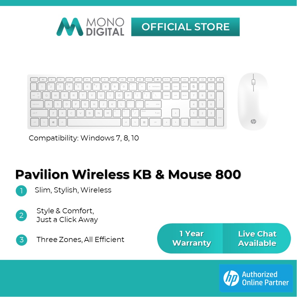 HP Pavilion Wireless Keyboard and Mouse 800 - Wireless Keyboard and Mouse Combo (4CF00AA/ 4CE99AA)