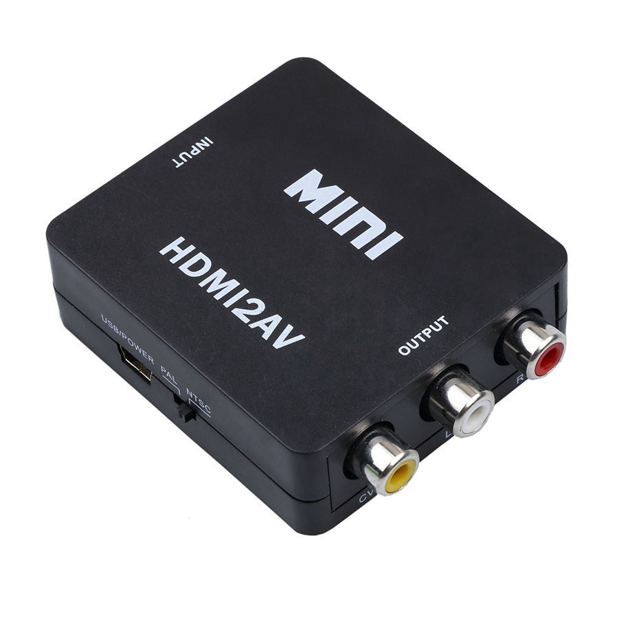 HDMI to RCA AV / CVSB L / R Converter HD Video Box 1080P 1920*1080 60Hz HDMI2AV Support NTSC and PAL Tv Box PSP