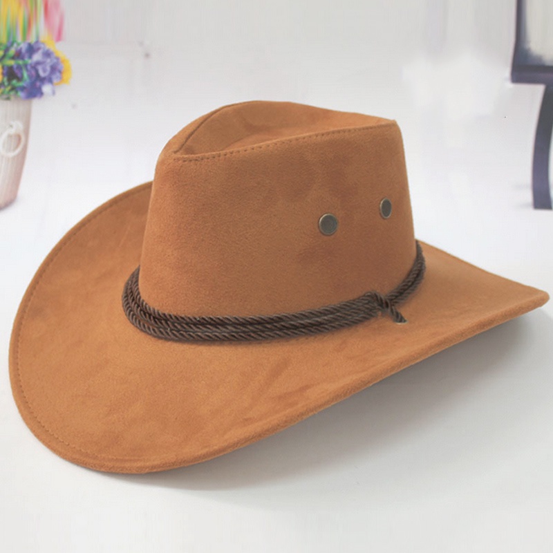 Color : Brown, Size : One size XUJJA Western Cowboy Hat Men Riding Cap Fashion Accessory Wide Brimmed Crushable Crimping Gift TY53 