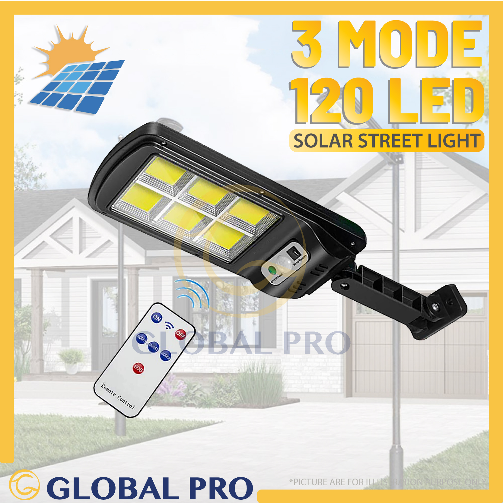 6 COB 120 LED 3 Mode PIR Motion Sensor Solar Induction Wall Lamp Outdoor Wireless Solar Street