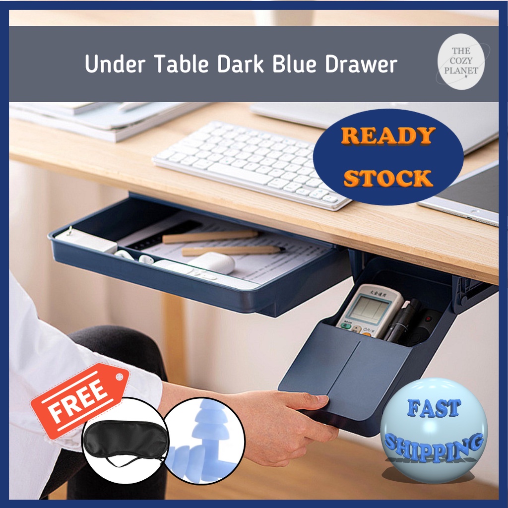 Under Table Office Study Work Desk Hidden Drawer Rack Storage Stationery Jimat Ruang Laci Bawah