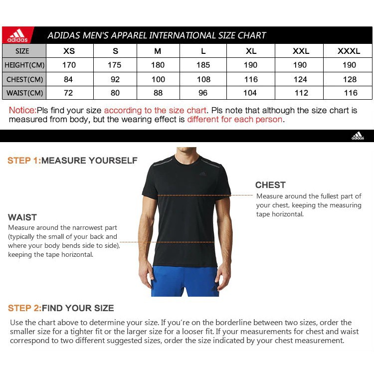 adidas mens pants size chart