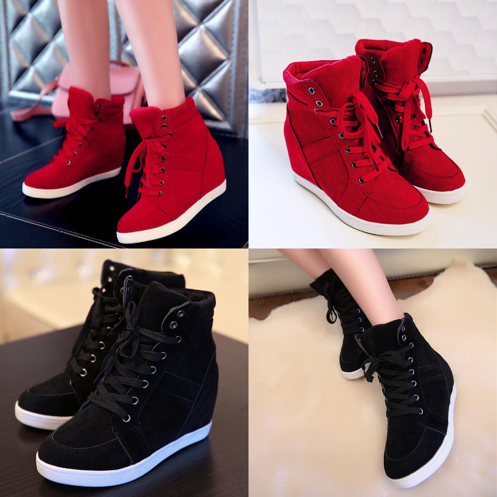 Red Womens Shoes Wedge Sneakers Women 