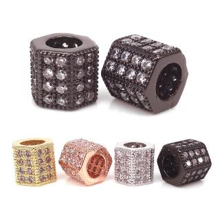 Micro Pave Zircone cubique Cylindre Bead Charms fit Spacer Beads bracelets Making 3Pcs/Lot 